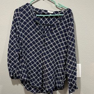 Navy Blue/White Blouse